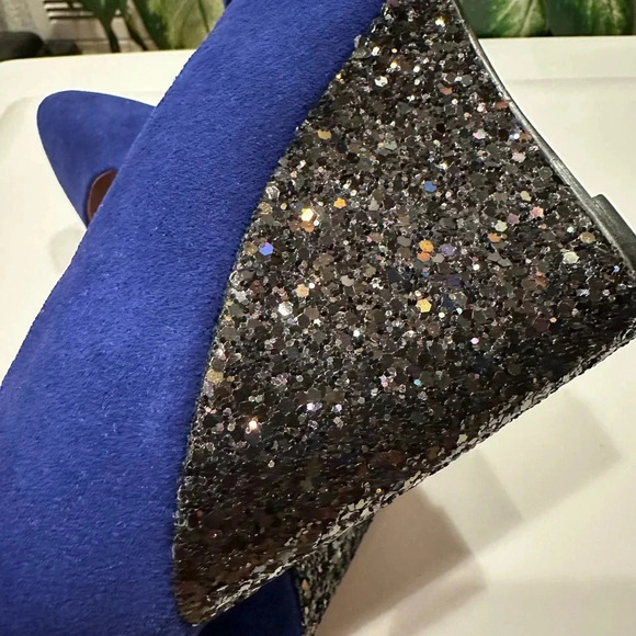 Betsy Johnson Rese suede Glitter wedge size 7 - Picture 9 of 9